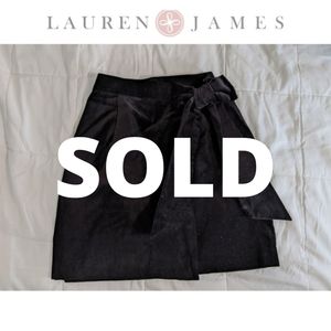 Mock Wrap Black Velvet Skirt
